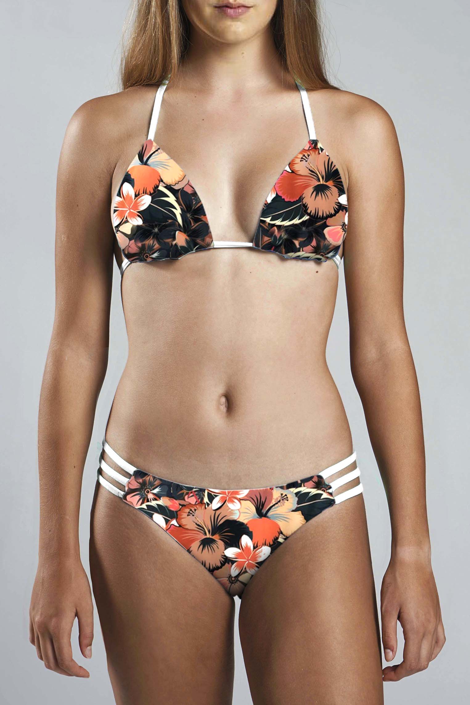 Cheeky Bikini Bottom - CARAMEL HYBISCUS