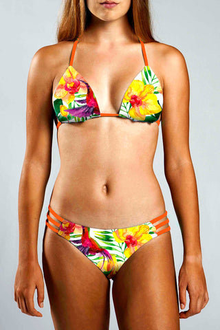 Strappy Bikini Bottom - PURPLE PALM