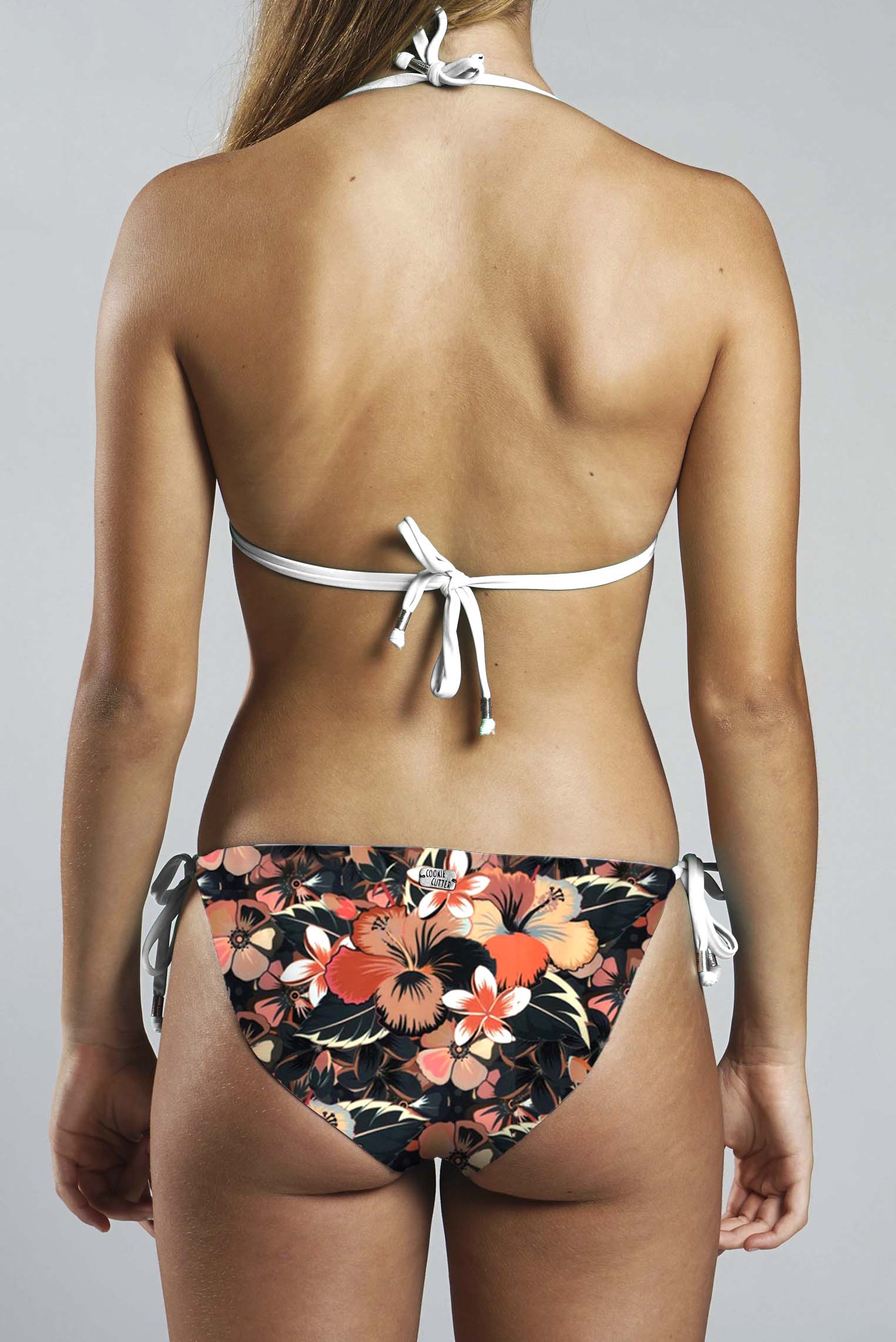 String Bikini Bottom - CARAMEL HYBISCUS