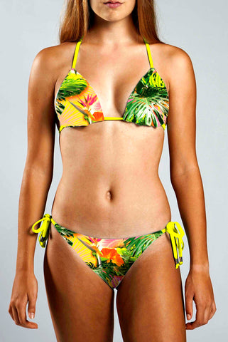 String Bikini Bottom - CARAMEL HYBISCUS