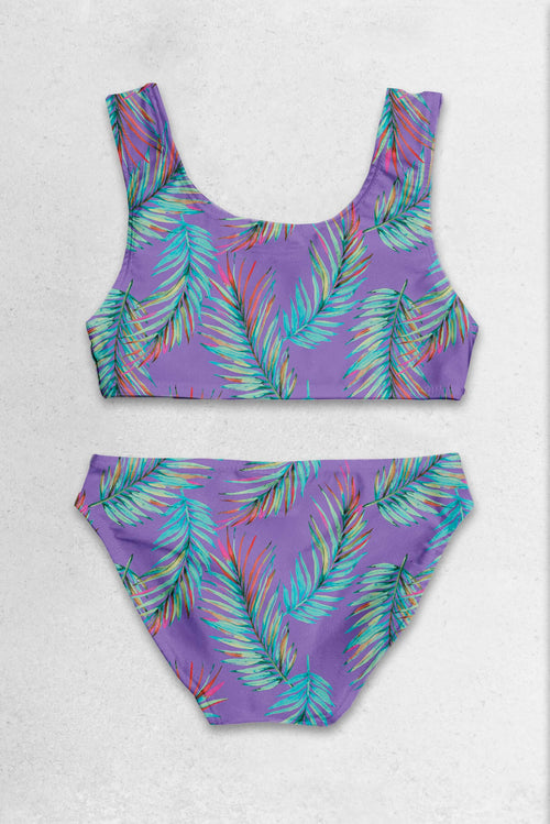 Kiddies Bikini Set - PURPLE PALM