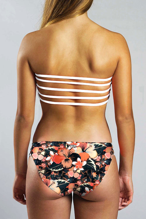 Strappy Bandeau Top - CARAMEL HYBISCUS