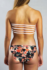 Strappy Bandeau Top - CARAMEL HYBISCUS