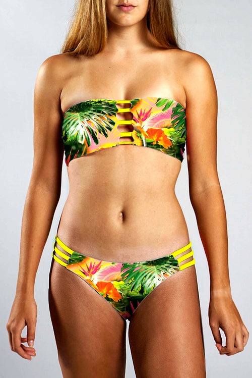Cookie Cutter Strappy bandeau Top-TROPICAL f