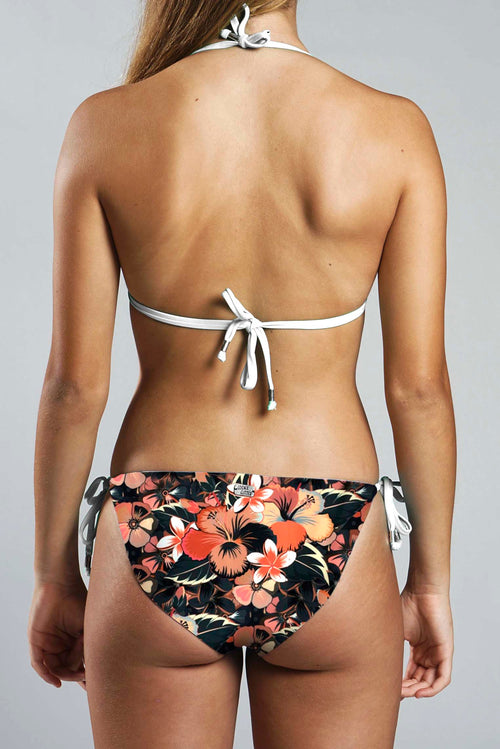 String Bikini Bottom - CARAMEL HYBISCUS