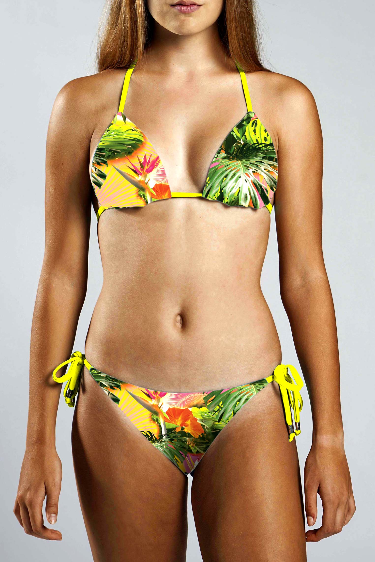 Out from Under Women's Orange Colorful Tropical Print Bikini