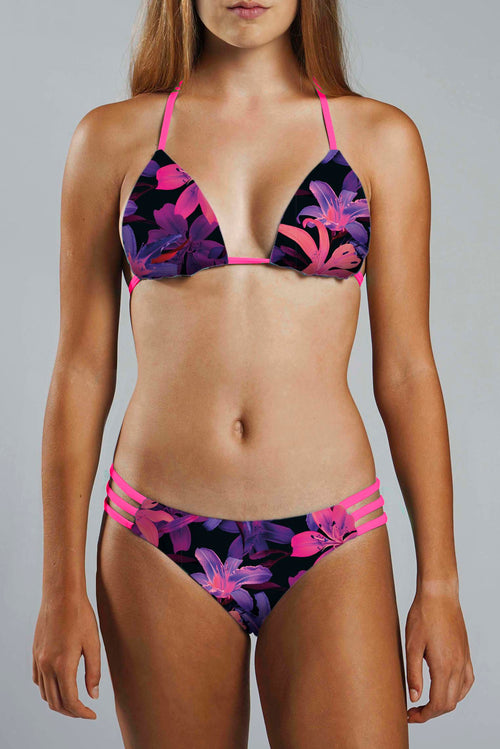 Coral Pattern Push Up Bikini Swimsuit